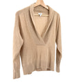 Reiss Camel Cashmere Minimalist Shawl Collar Sweater V-Neck Top