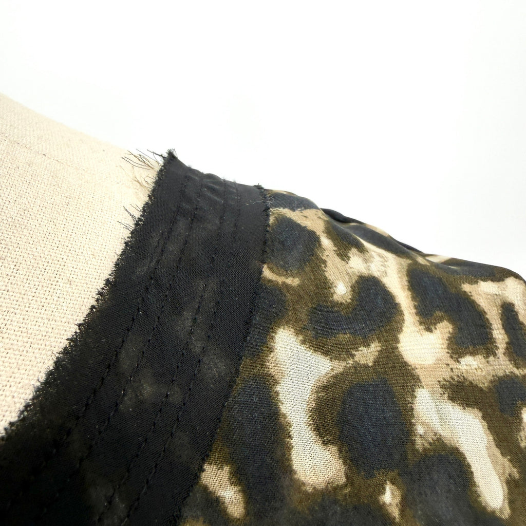 Converse One Star Leopard Print Sheer Ruffle Tiered Mini Dress
