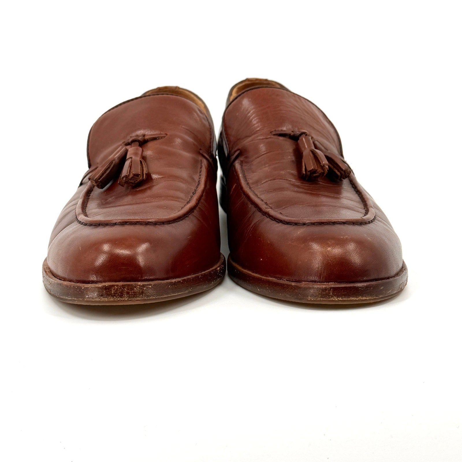 Elanroman Brown Leather Preppy Tassel Loafers