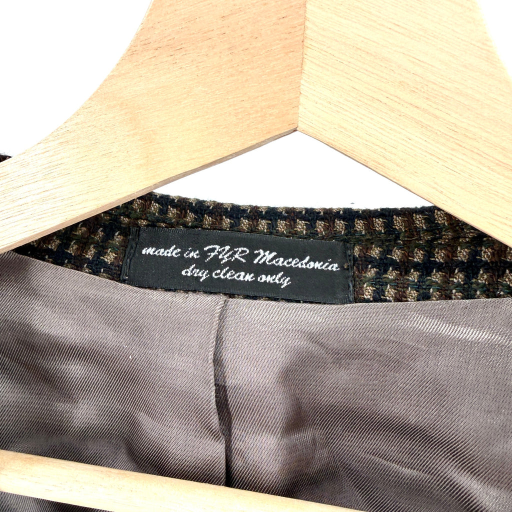 Vintage Y2K Bachrach Brown Blue Plaid Cashmere Blend Blazer