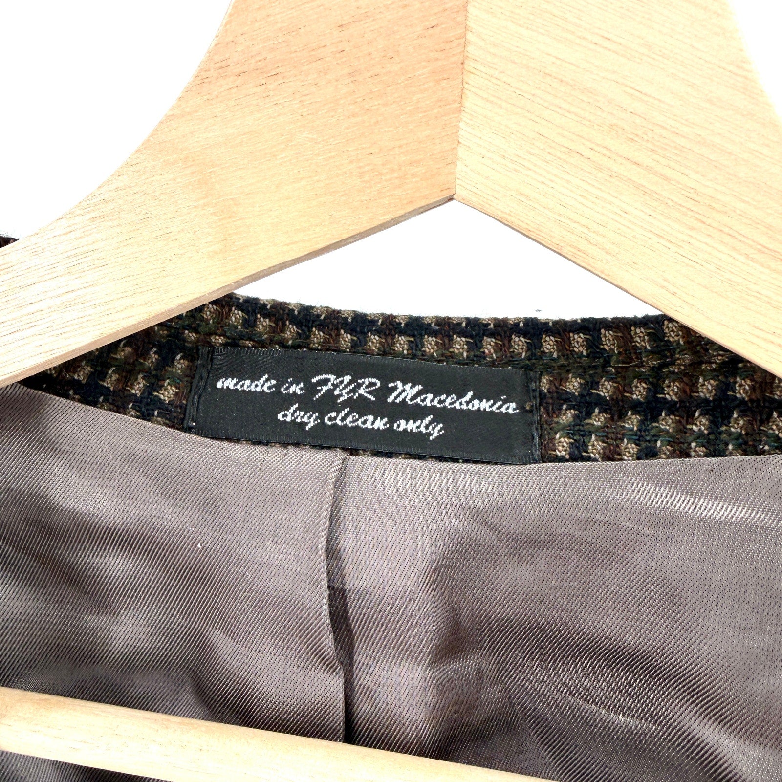 Vintage Y2K Bachrach Brown Blue Plaid Cashmere Blend Blazer