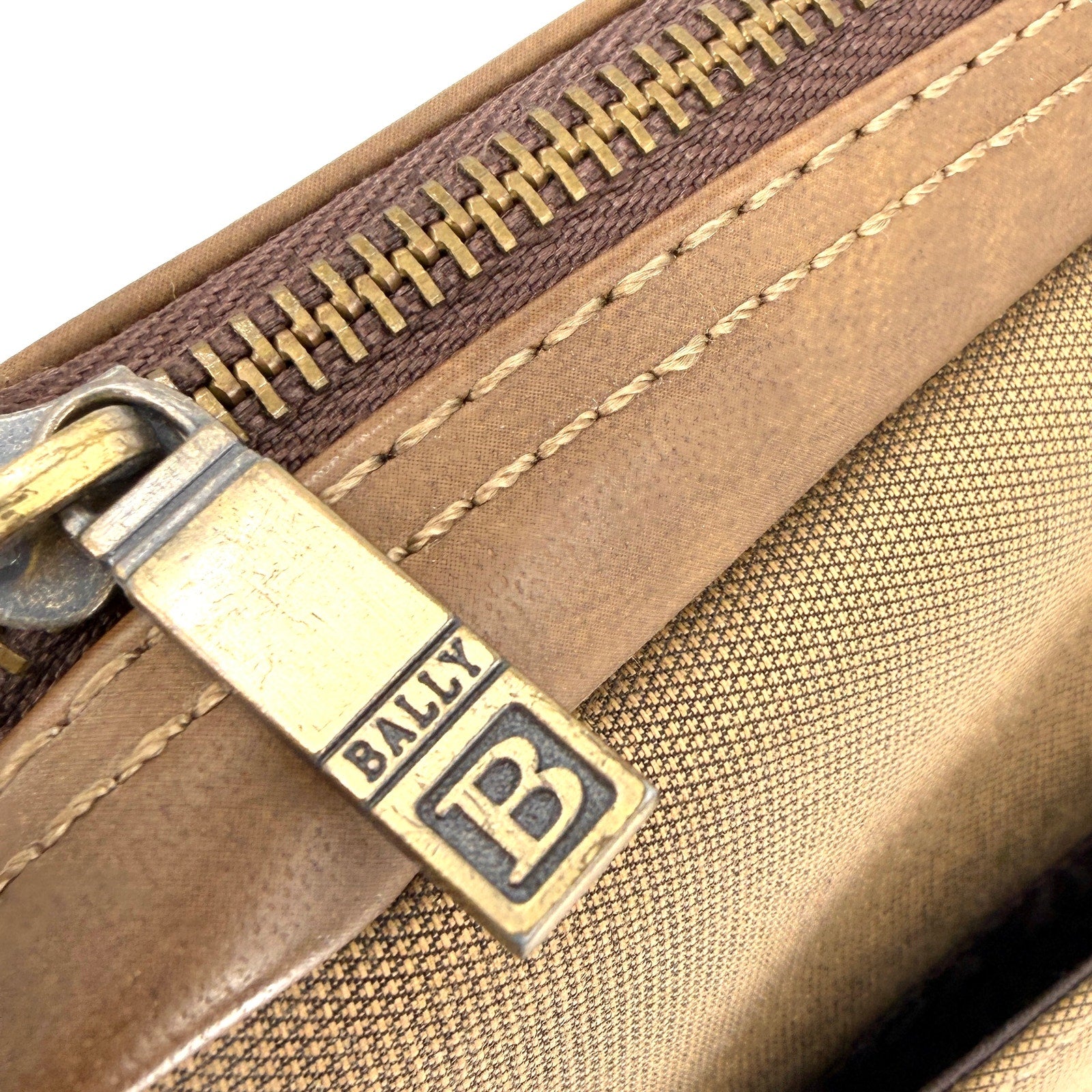 Vintage 90s Bally Tan Grade High Leather Canvas Satchel Briefcase Laptop Bag