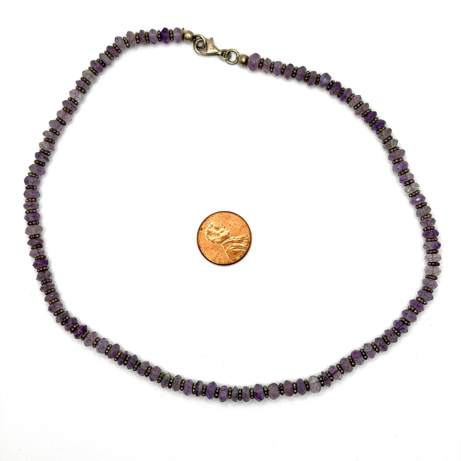 Vintage Handmade Genuine Amethyst Faceted Bead Choker Necklace