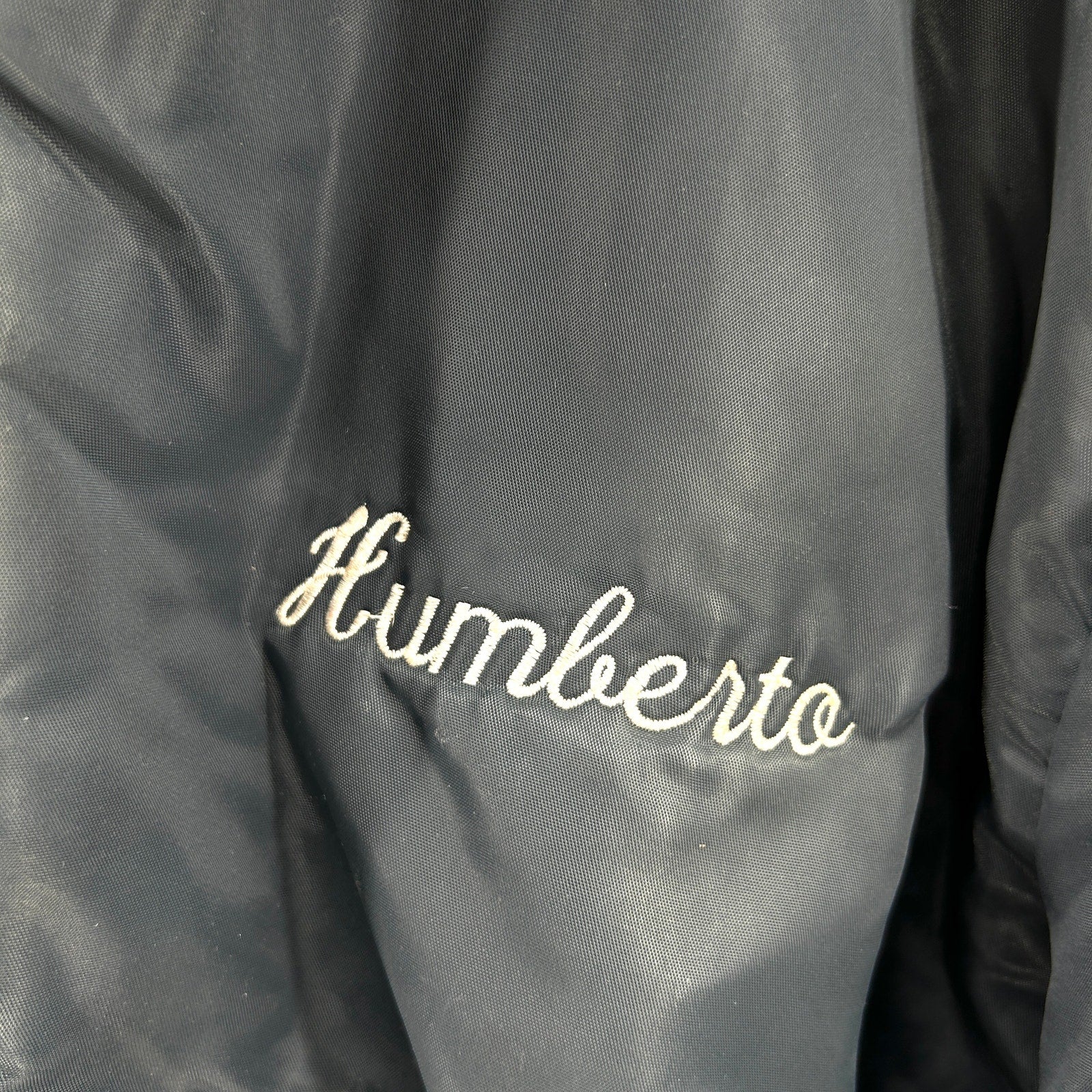 Vintage 1970s Timber King Navy Quilted Faux Fur Collar Bomber Jacket