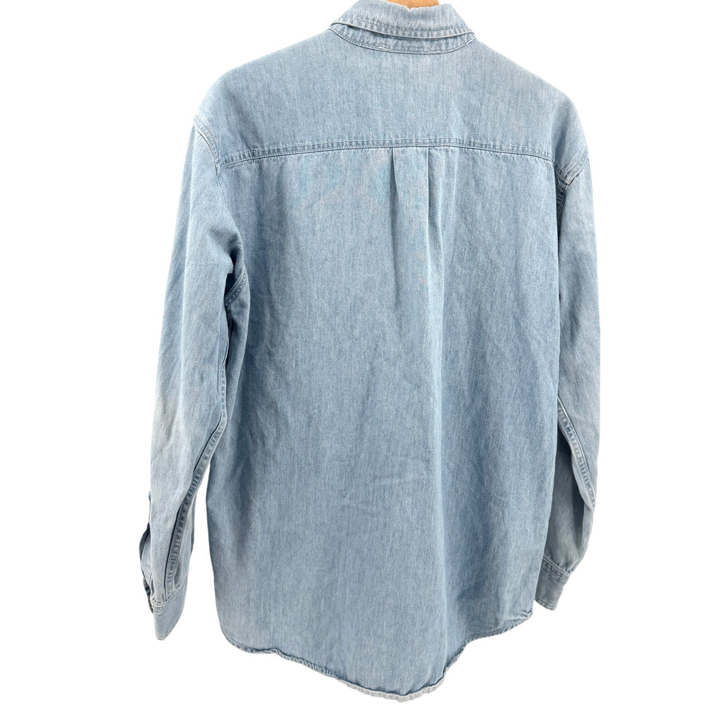 Vintage 90s Planet Hollywood NYC Light Wash 100% Cotton Denim Shirt
