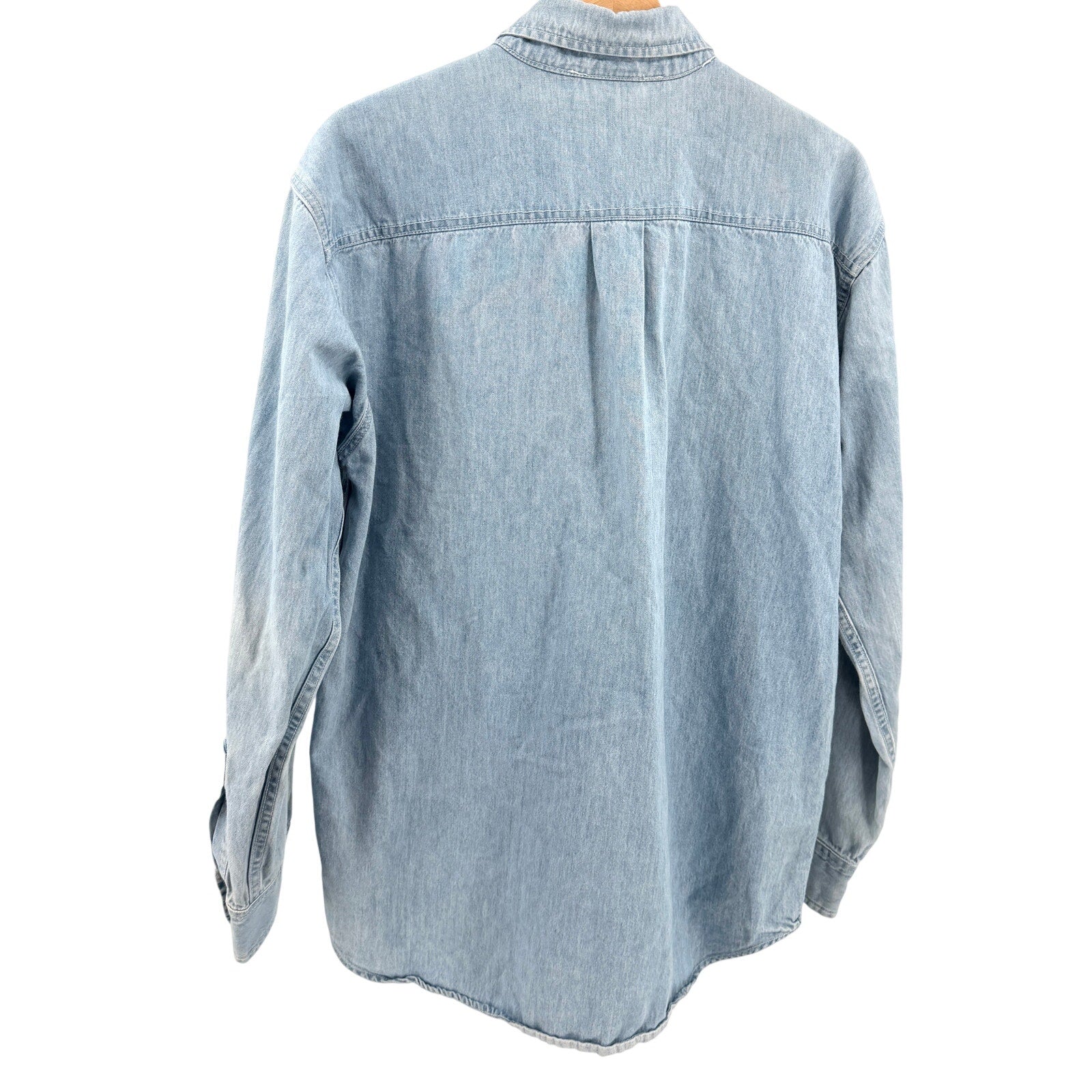 Vintage 90s Planet Hollywood NYC Light Wash 100% Cotton Denim Shirt