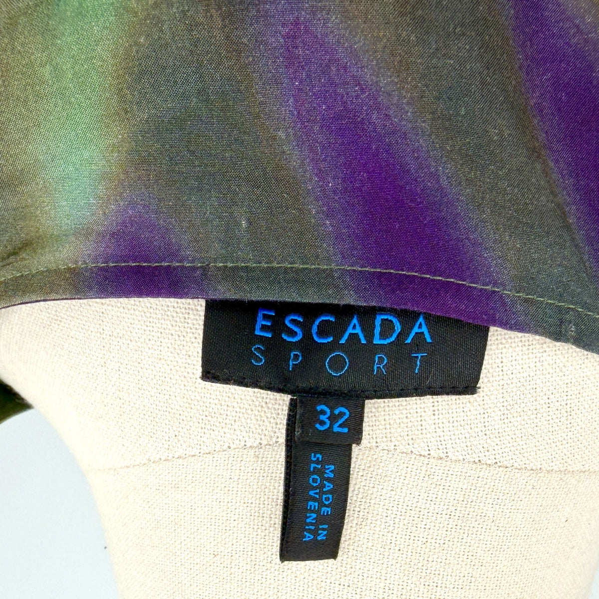 Vintage Y2K Escada Sport Green Purple Tie-Dye A-Line Dress