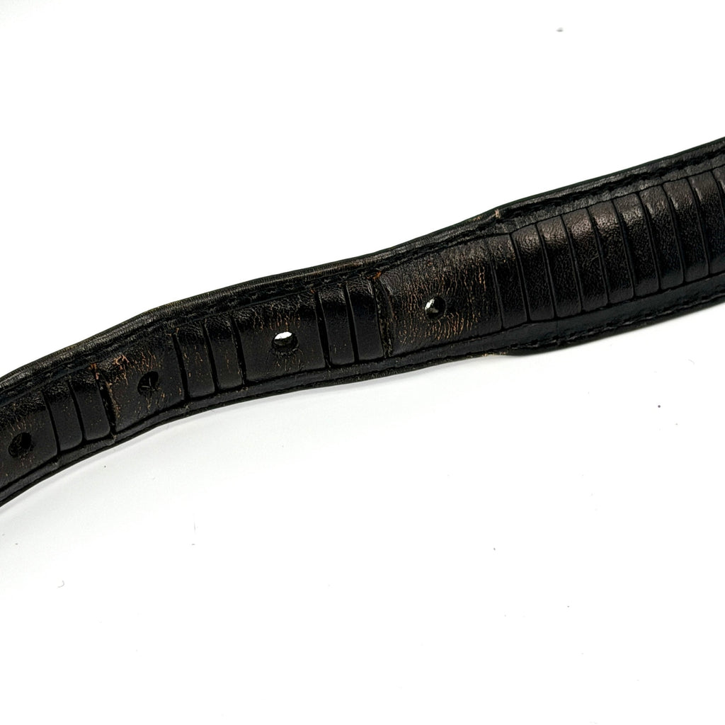 Vintage 90s PGA Tour Black Genuine Leather Western Engraved Silver Tip Belt