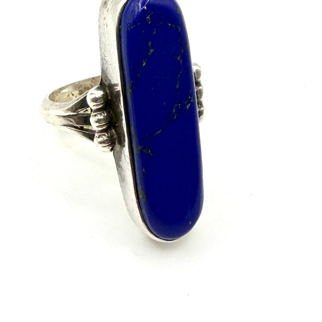 Vintage 90s DMW Sterling Silver Lapis Lazuli Southwestern Split Shank Ring