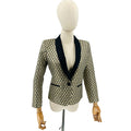 Vintage Y2K Juicy Couture Gold Black Scale Shawl Lapel Tuxedo Blazer Jacket