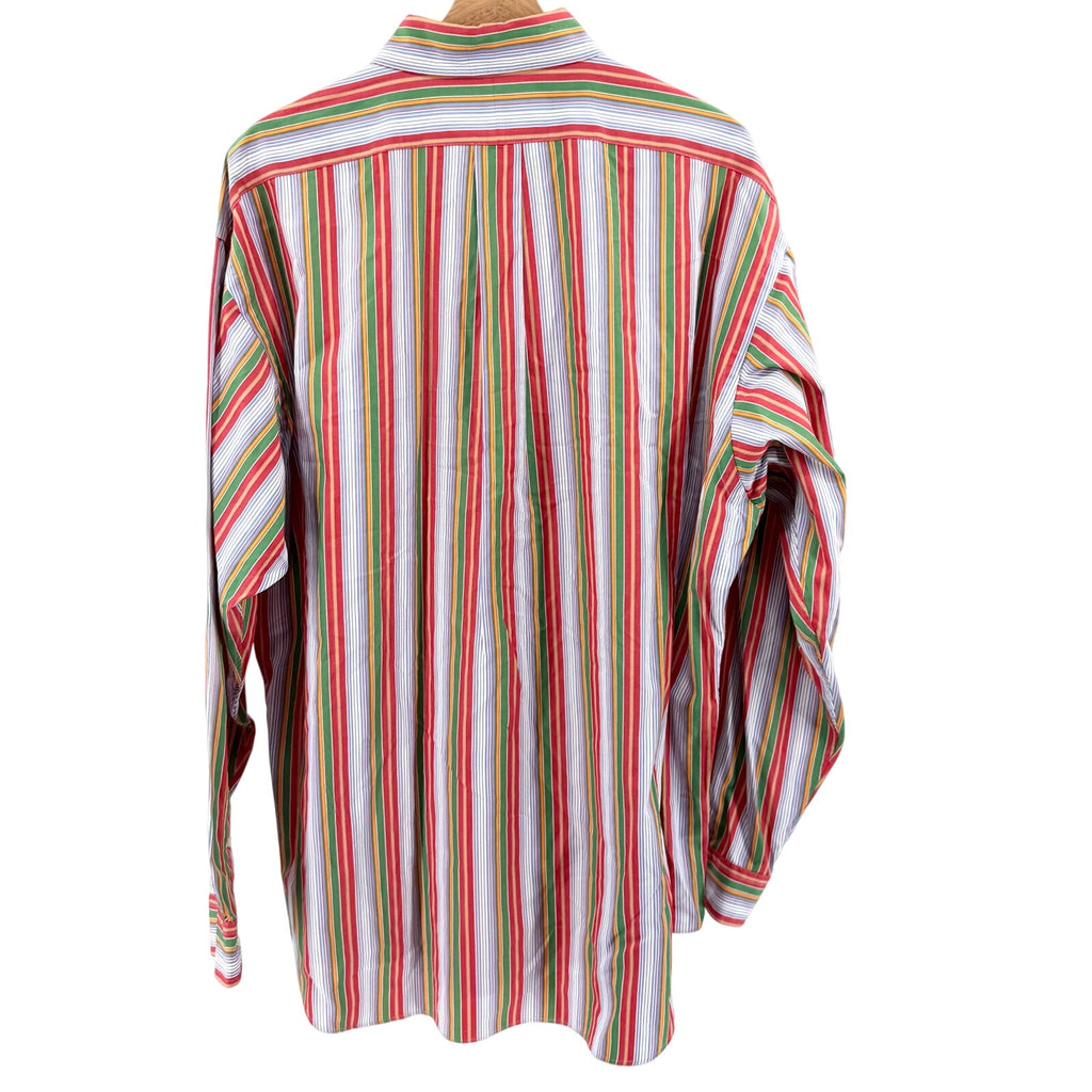MINT Vintage Y2K Ralph Lauren Blake Red Green Stripe Cotton Button-Down Shirt