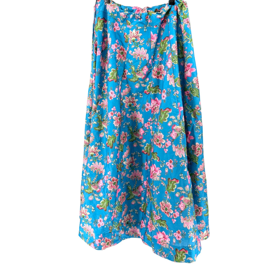 XL Love by Janasya Teal Blue Pink Floral Lehenga Maxi Skirt