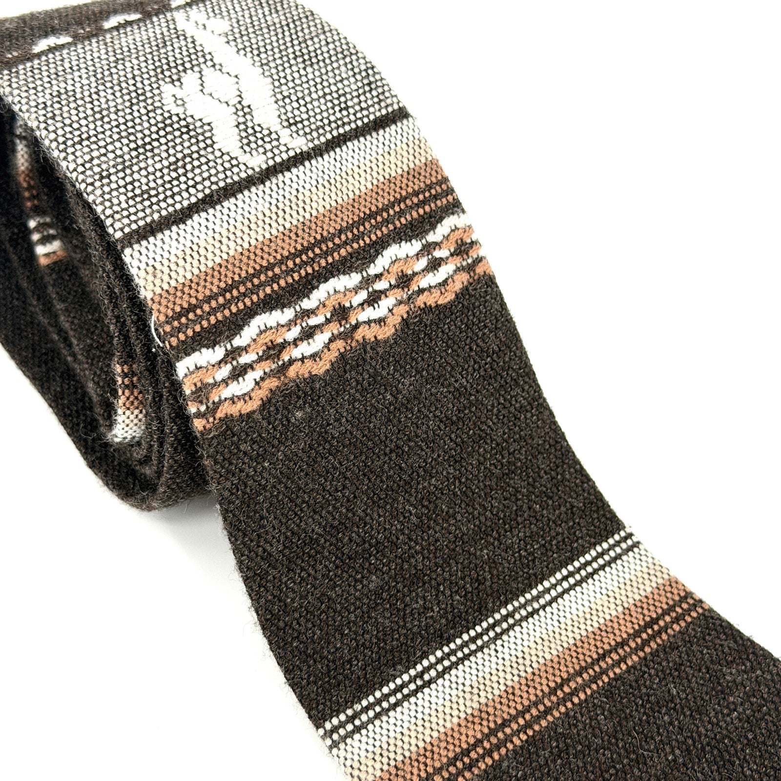 NEW Vintage 90s Creaciones Landa Brown 100% Wool Andean Folk Llama Hand Made Tie