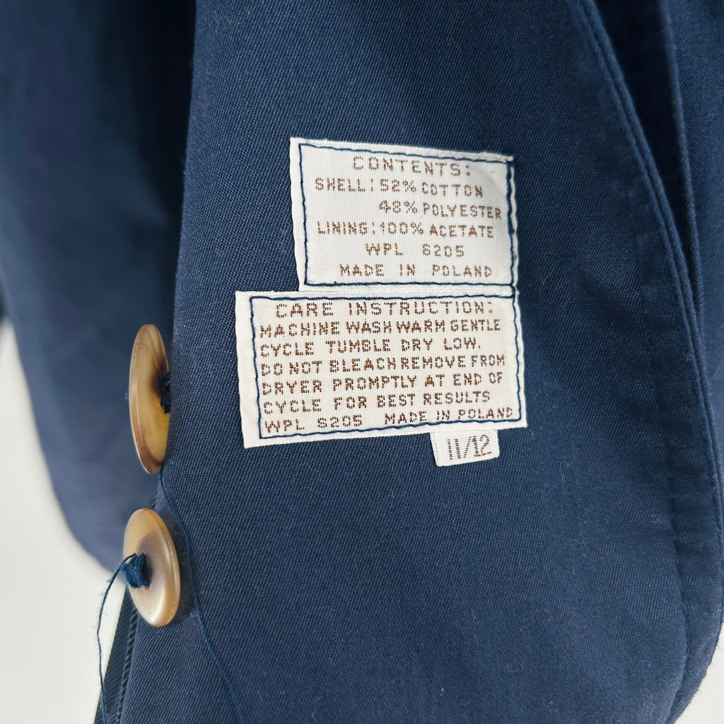 Vintage 90s Worthington Navy Double-Breasted Buckle Strap Trench Coat