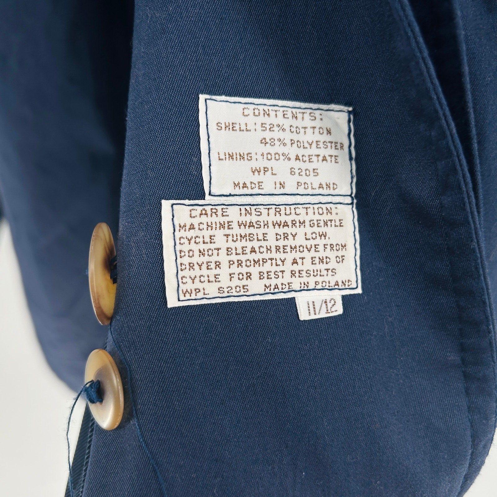Vintage 90s Worthington Navy Double-Breasted Buckle Strap Trench Coat