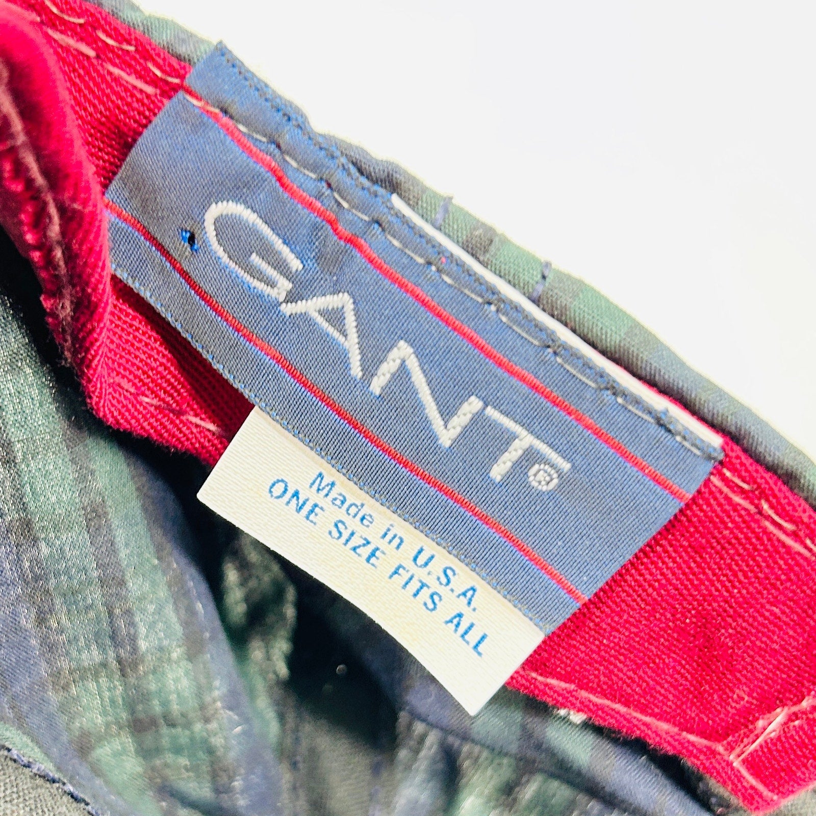 Vintage 90s Gant Navy Green Blackwatch Tartan Plaid Navy Bill Cap