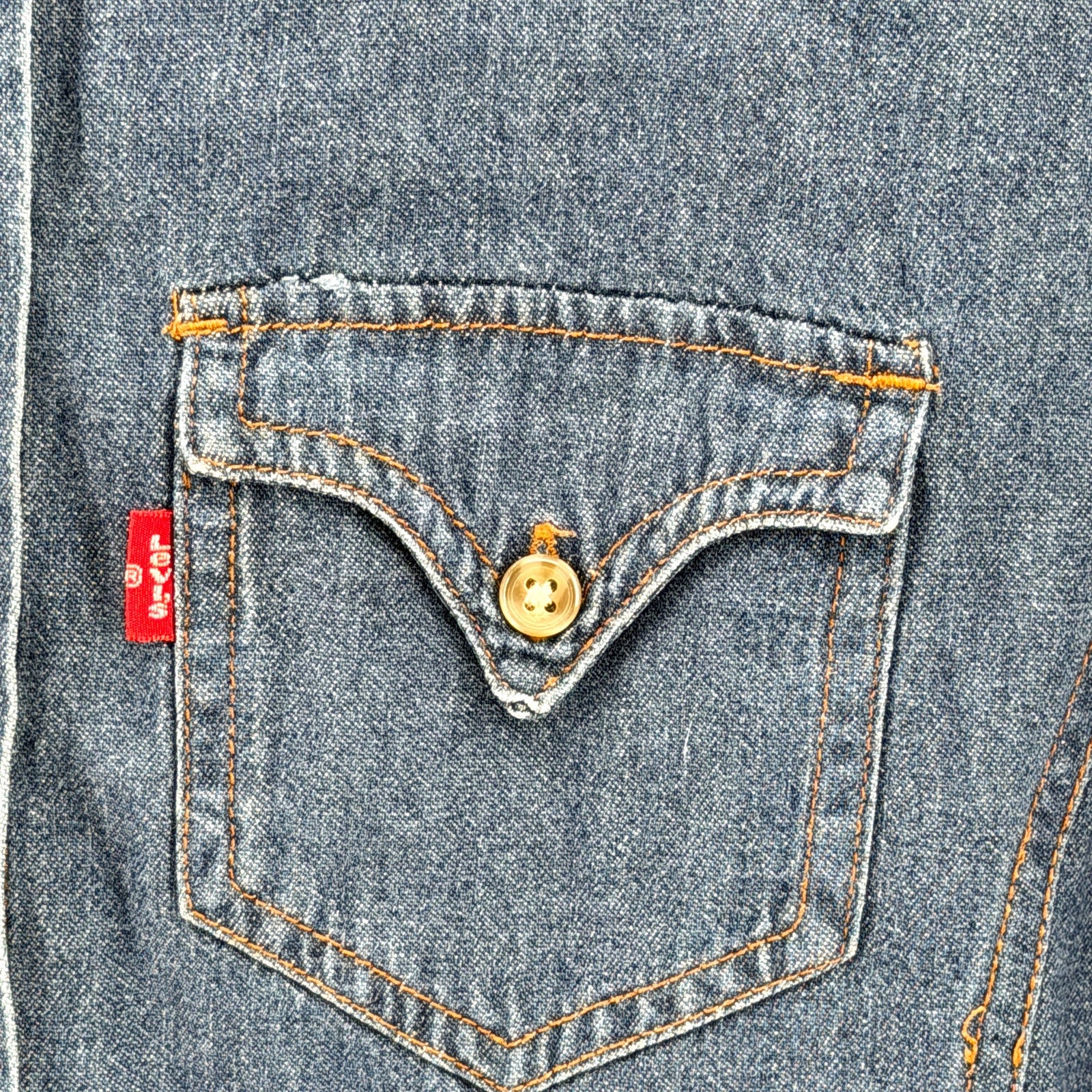 Levi’s Red Tab Blue 100% Cotton Denim Western Long Sleeve Shirt