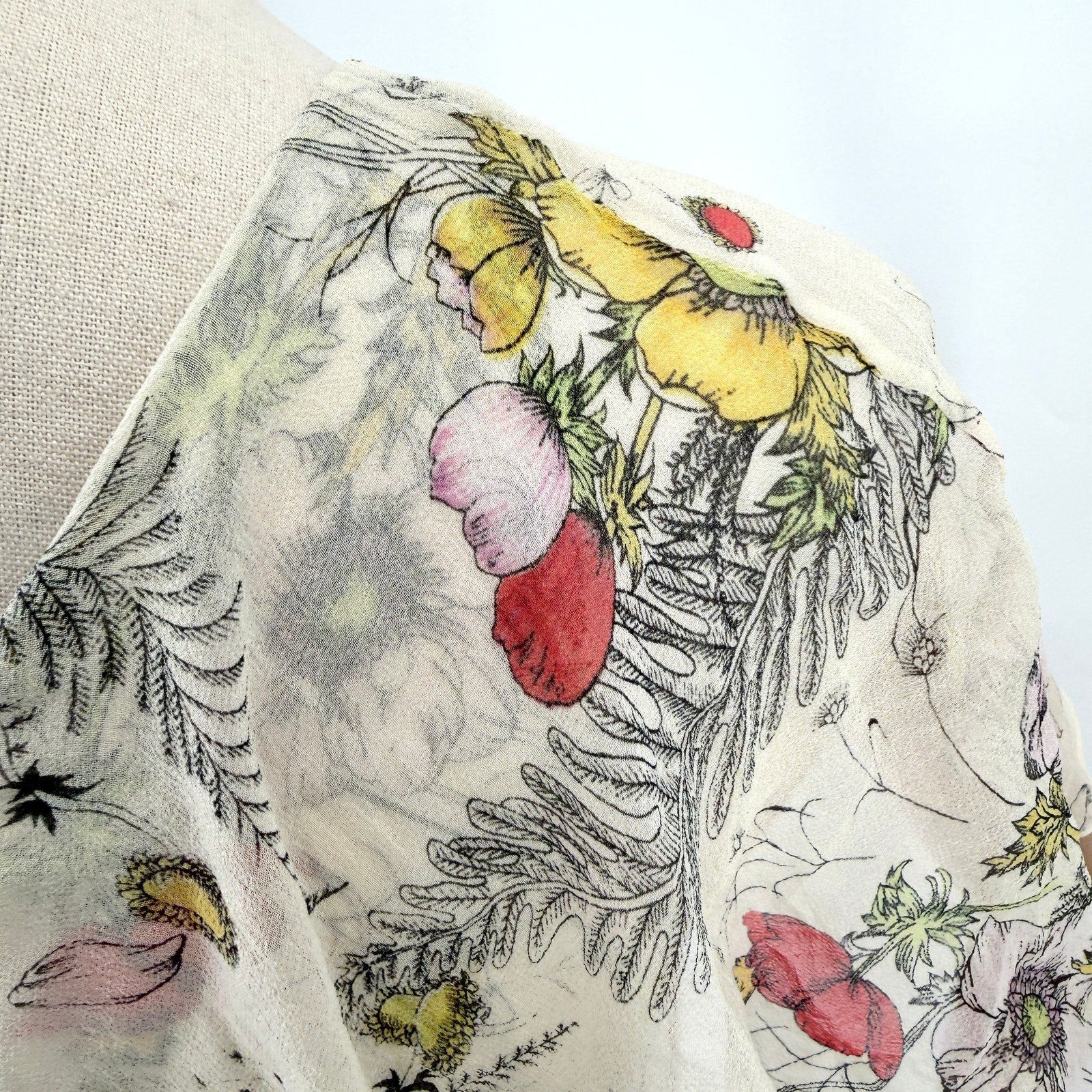 Haute Hippie Cream Floral 100% Silk Asymmetrical Ruffle One Shoulder Mini Dress