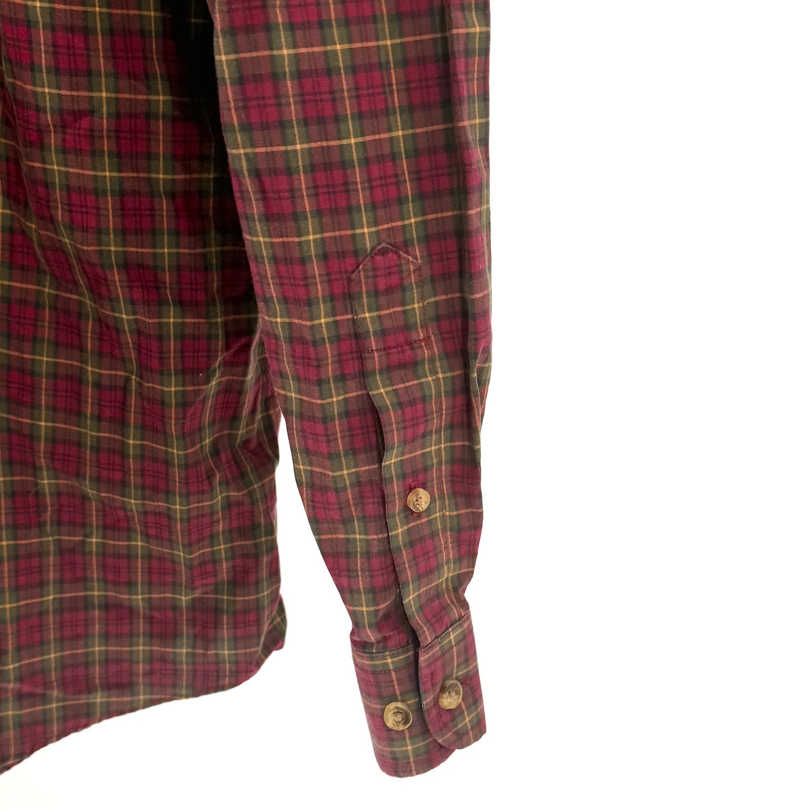 Vintage Y2K L.L. Bean Red Olive Green Plaid 100% Cotton Workshirt