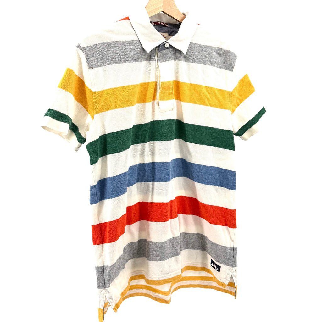 Brooks Brothers Red Fleece White Multicolored Striped 100% Cotton Polo Shirt