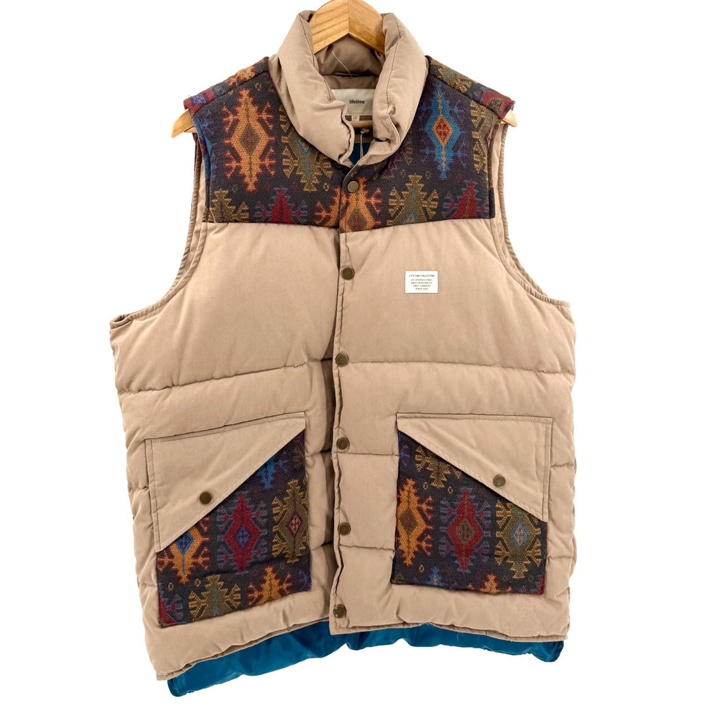 NWT Lifetime Collective Sand Aztec Print Down Puffer Vest
