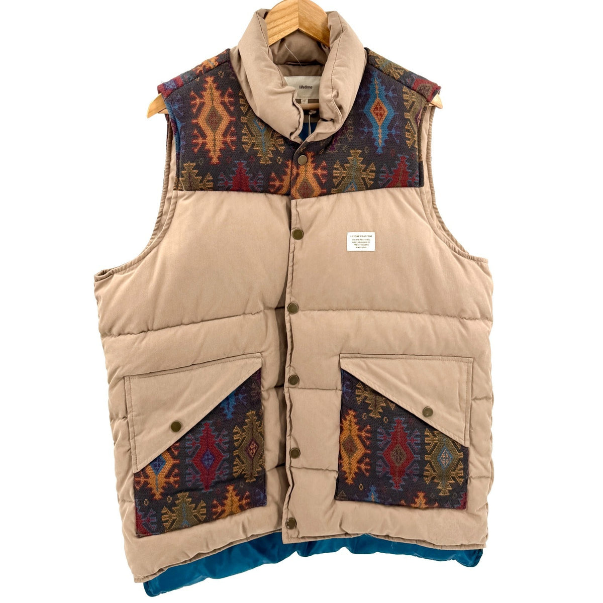 NWT Lifetime Collective Sand Aztec Print Down Puffer Vest