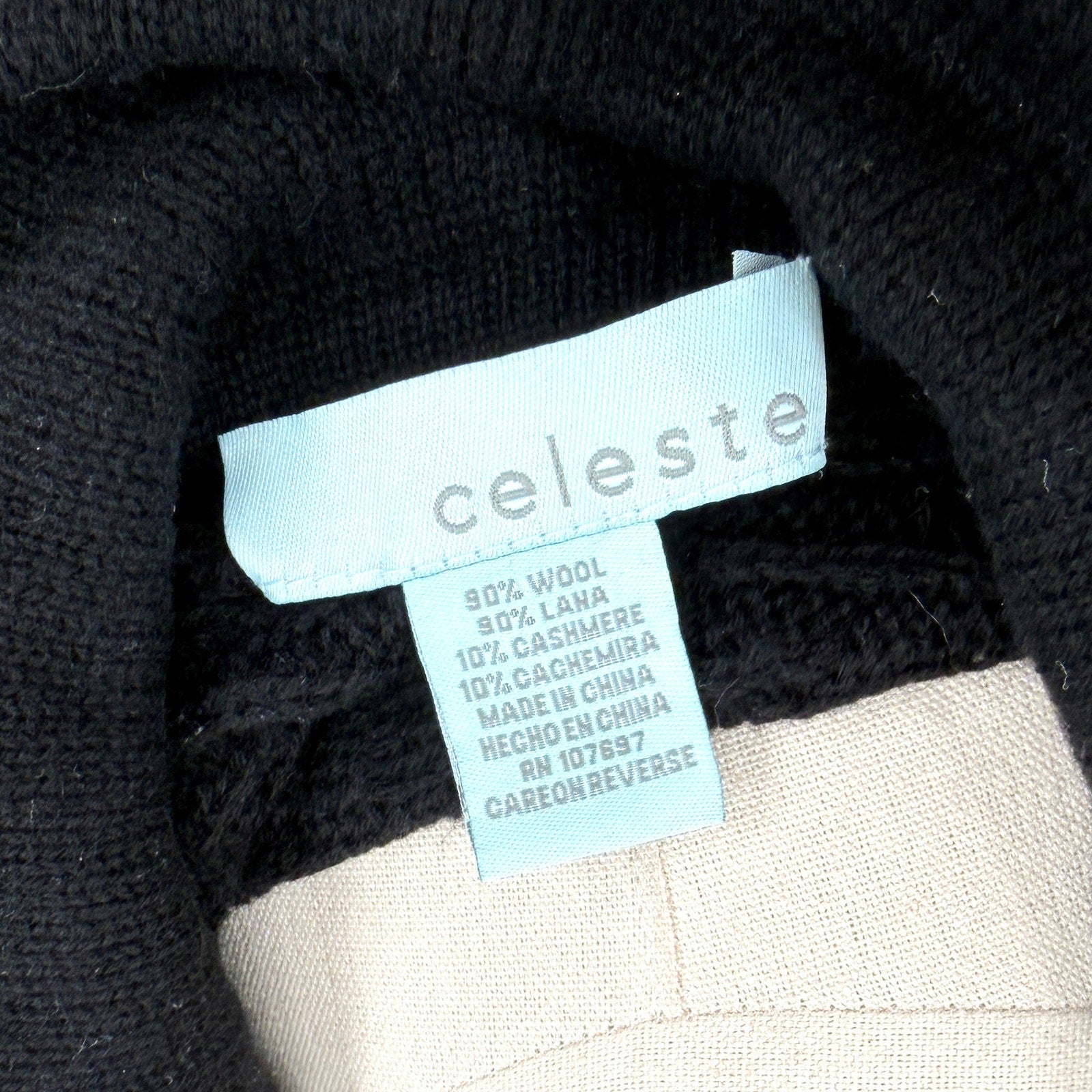 Celeste Wool Cashmere Black Cowl Neck Cable Knit Poncho Sweater