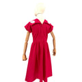 Vintage 70s Pink Textured Floral Appliqué Day Dress