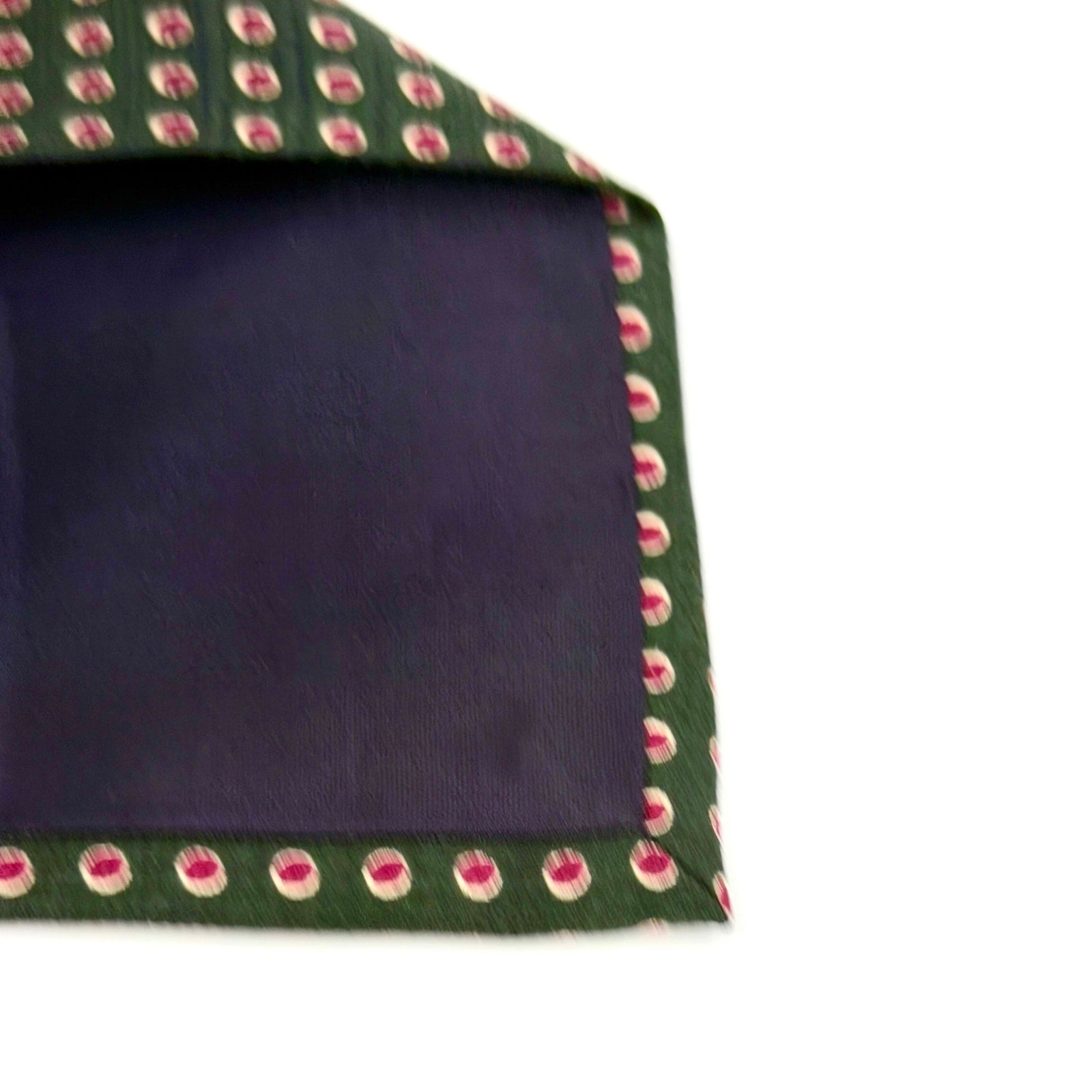 Vintage 90s Polo Ralph Lauren Green Magenta Silk Polka Dot Necktie