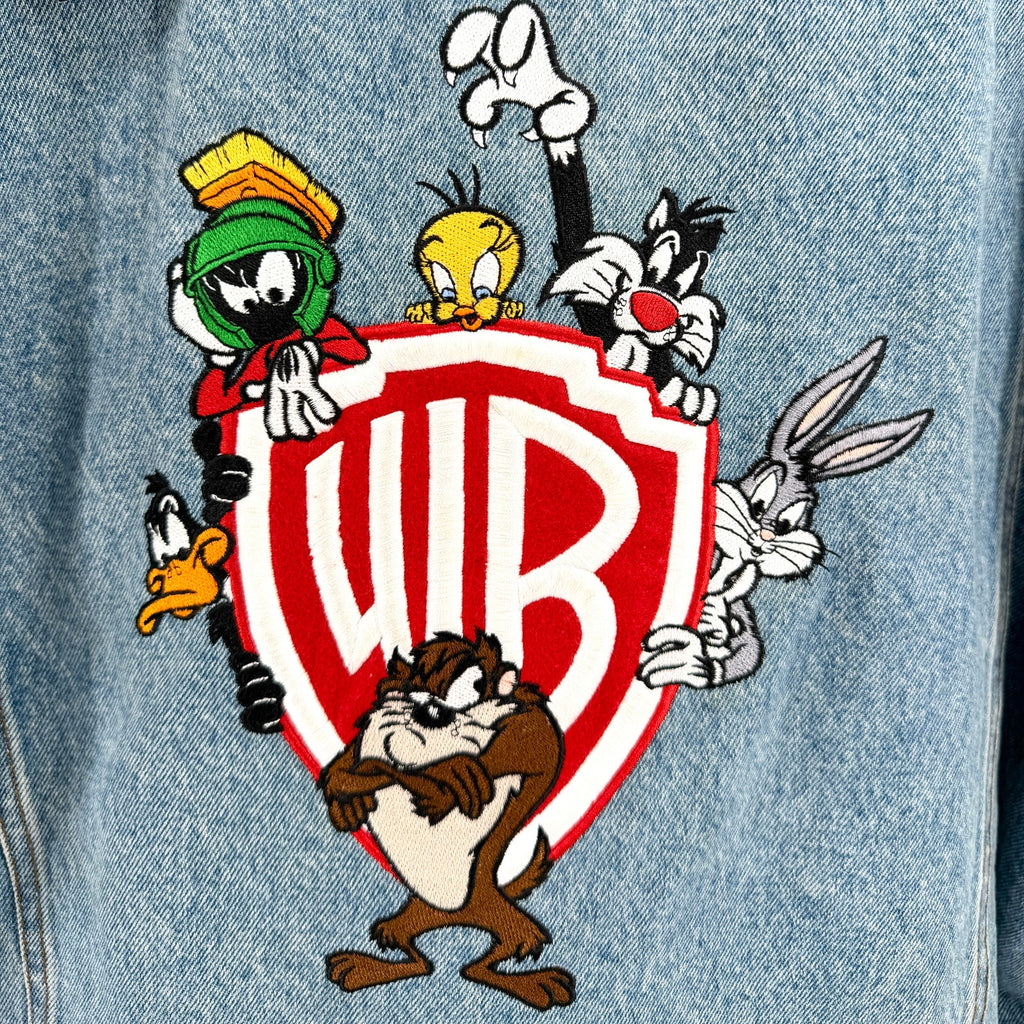 Vintage 90s Warner Bros Looney Tunes Blue Denim Trucker Jacket