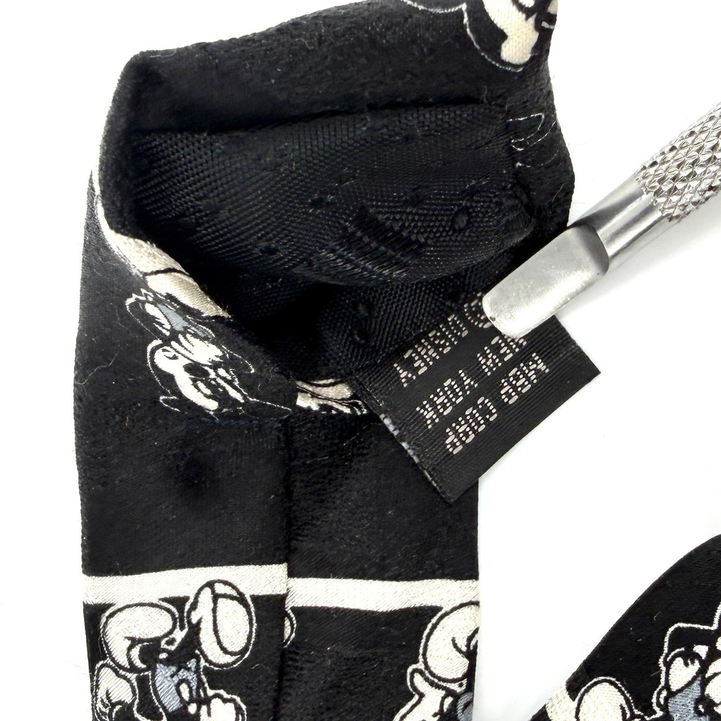 Vintage 90s Mickey Unlimited Black 100% Silk Mickey Mouse Traditional Necktie