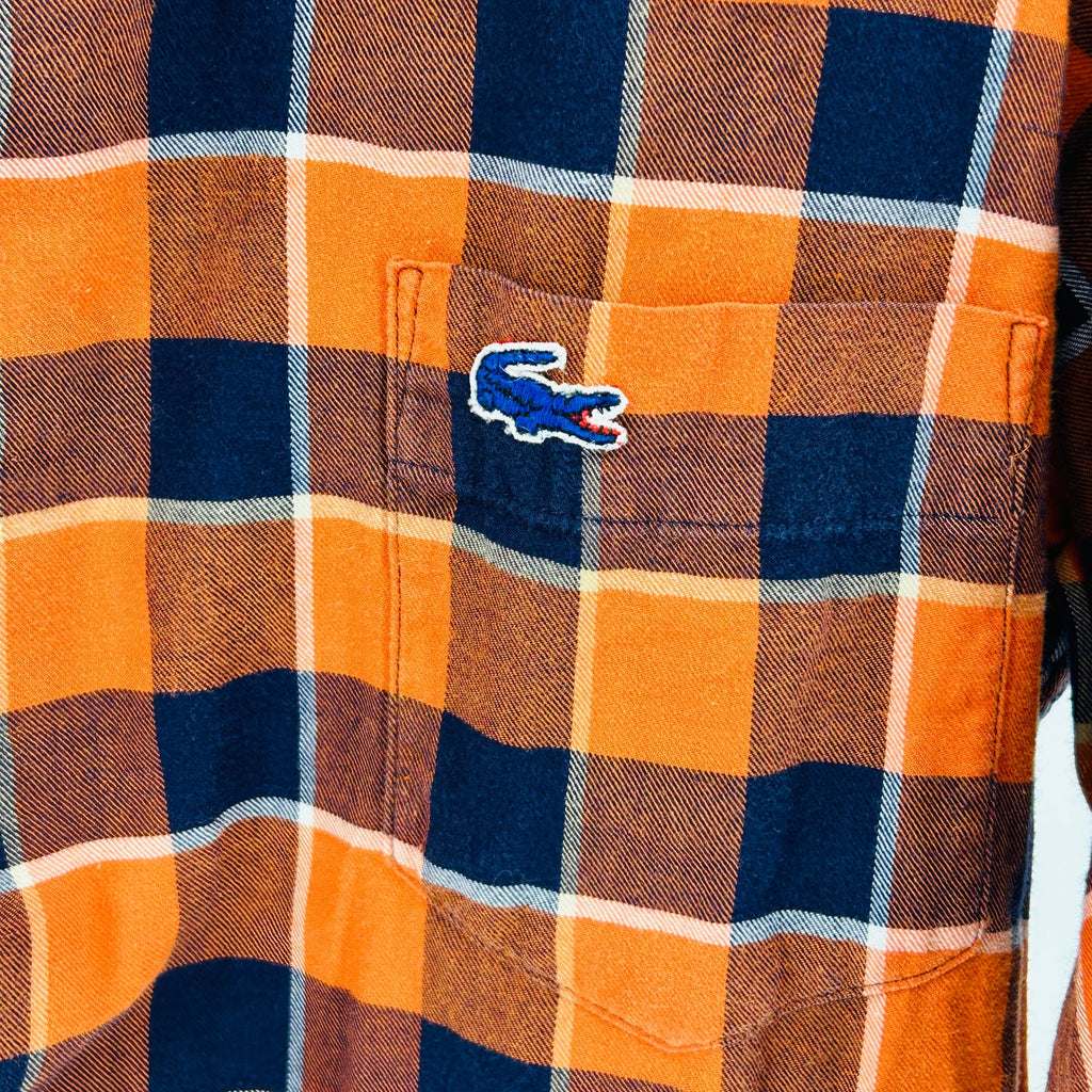 Vintage 70s Furchgott's Florida Orange Navy Plaid Cotton Button Front Shirt
