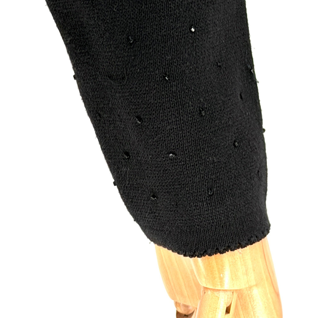 Vintage 90s Black 100% Cotton Beaded Sequin Cardigan