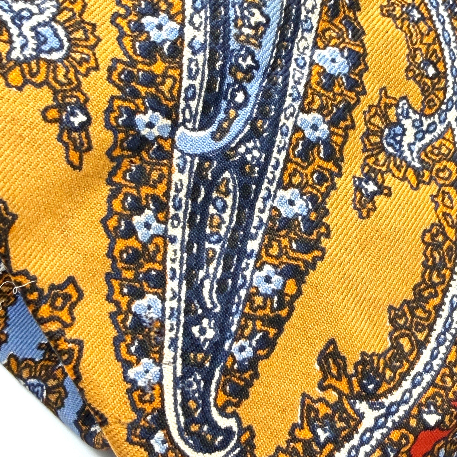 Vintage 70s Harrods Yellow Red 100% Silk Paisley Psychedelic Mod Super Wide Tie
