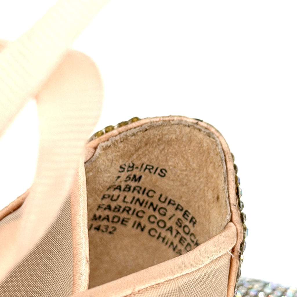 Betsey Johnson Iris Blush Pink Rhinestone Lace  Ribbon Tie Stiletto Heels