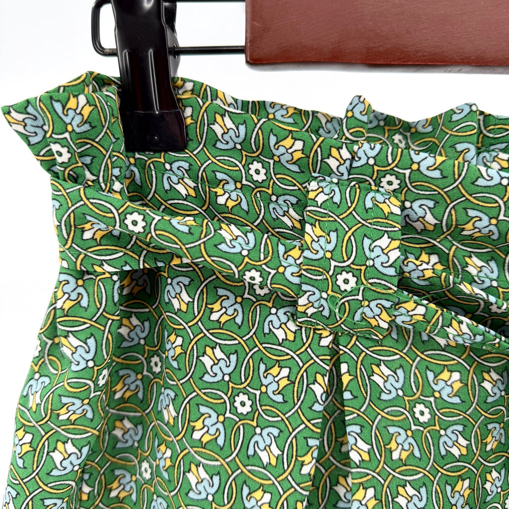 Max Studio Green Floral Paperbag Waist Tie-Front Shorts