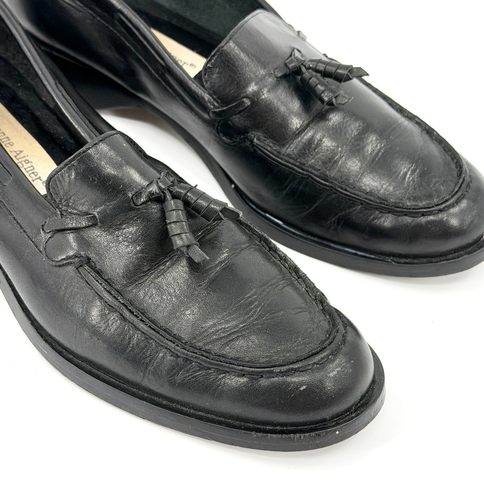 Vintage 90s Etienne Aigner Black Genuine Leather Classic Tassel Loafers