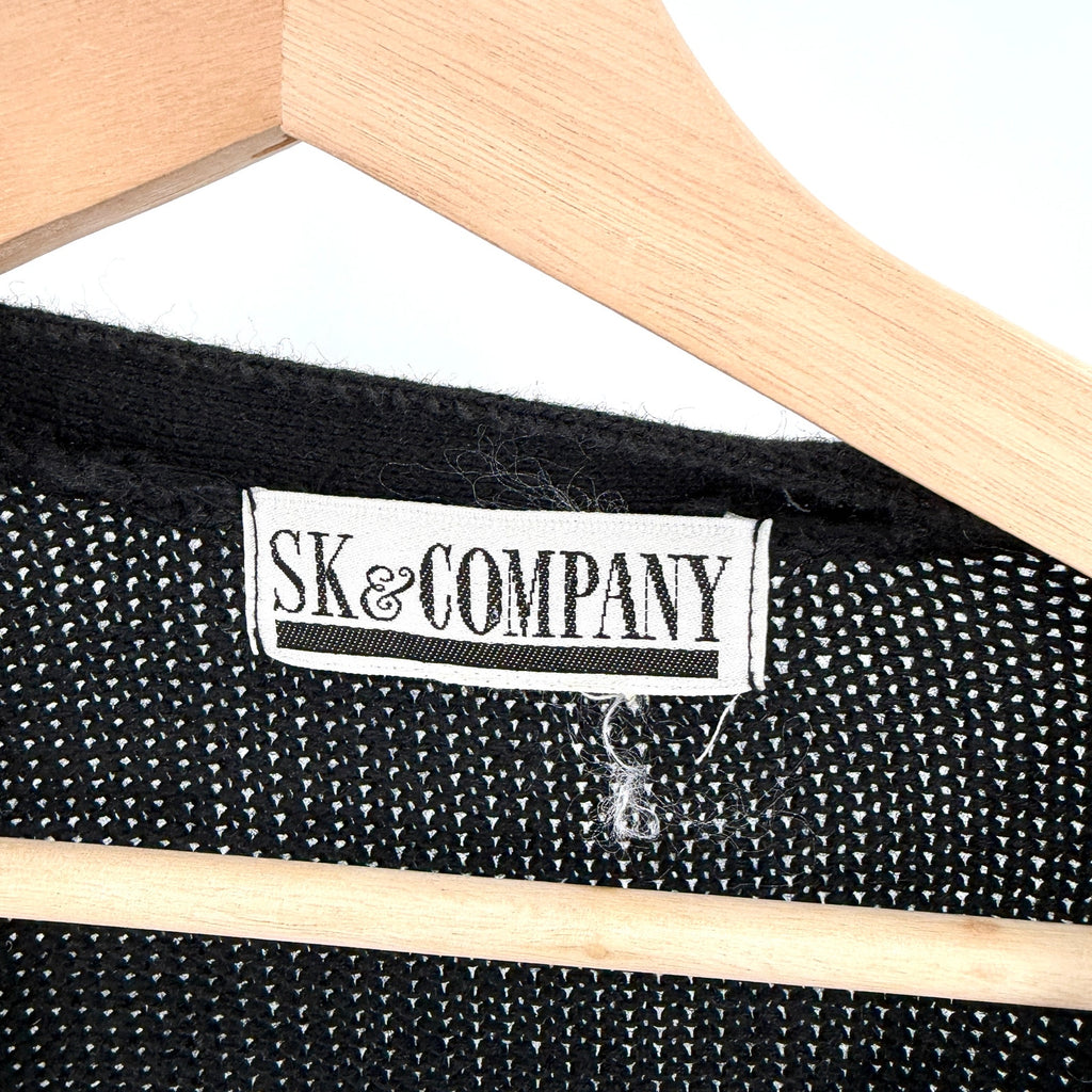 Vintage 90s SK & Company Black Gold Baroque Mobwife Button Up Cardigan Sweater
