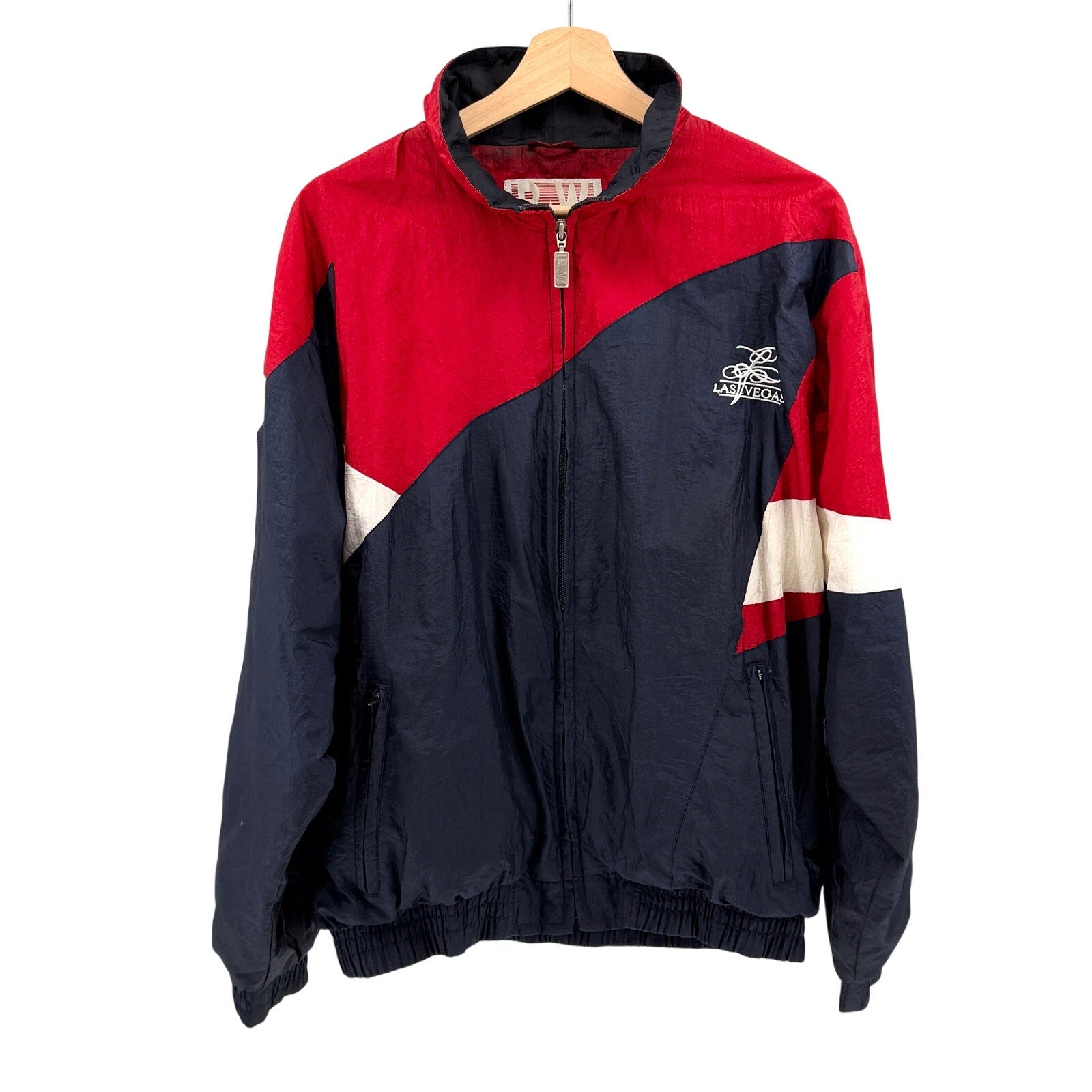 Vintage 90s BAW Athletic Wear Red Blue Las Vegas Colorblock Track Jacket