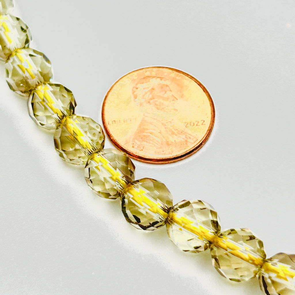 Vintage Faceted Glass Crystal Yellow Transparent Adjustable Bead Necklace