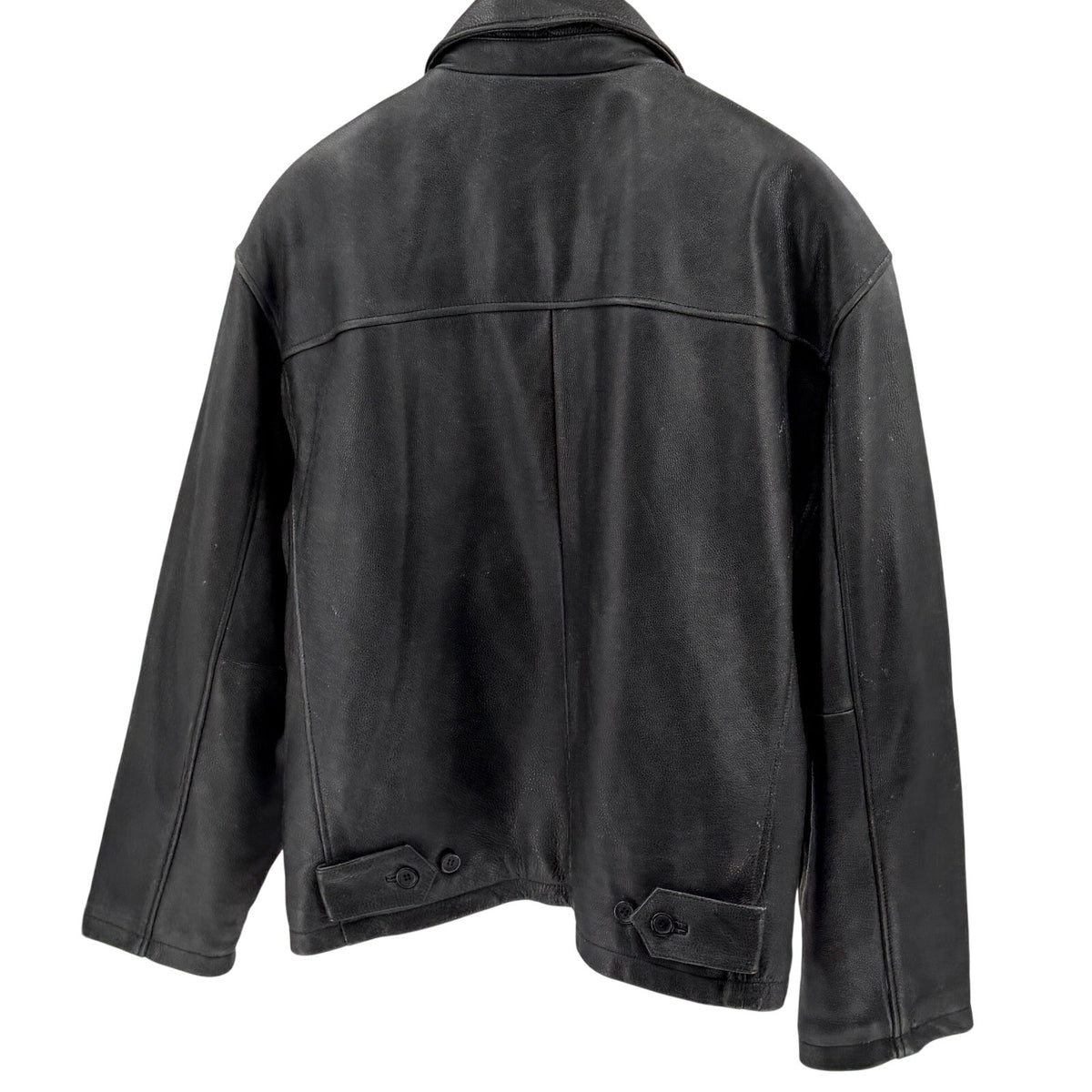 Vintage 90s Planet Hollywood Black Genuine Leather Columbus Bomber Jacket
