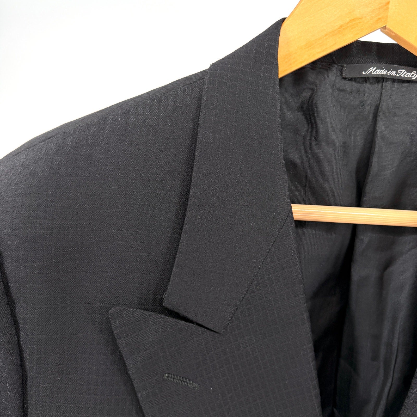 Vintage 90s Duemila by Sandro Zanella Black Textured Double Breasted Blazer