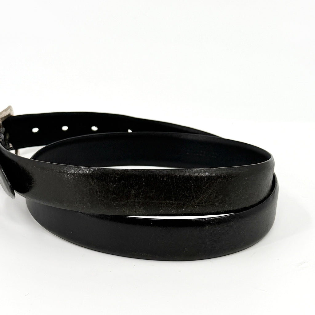 Vintage Y2K Polo Ralph Lauren Black Genuine Leather Solid Brass Buckle Belt