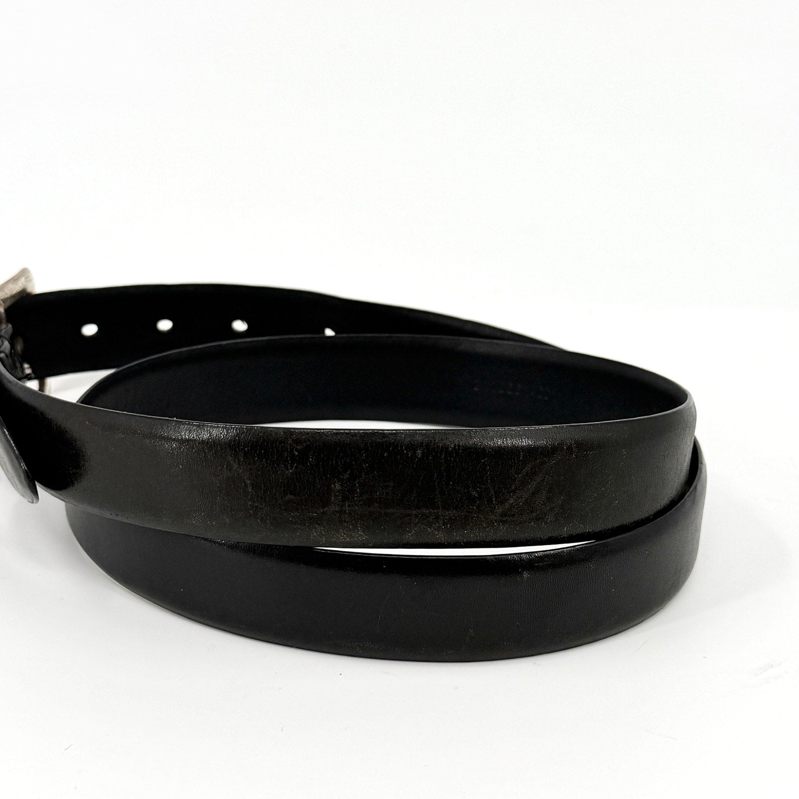 Vintage Y2K Polo Ralph Lauren Black Genuine Leather Solid Brass Buckle Belt