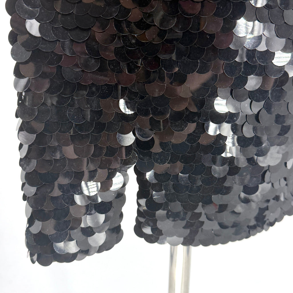 Vintage 90s He-Ro Industries Black Oversized Paillette Sequin Cocktail Dress