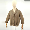 Vintage 50s/60s Custom Brown Cream Tweed 100% Wool Cropped Blazer