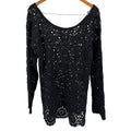 Vintage 90s Together Black Crochet Ramie Cotton Tunic Top
