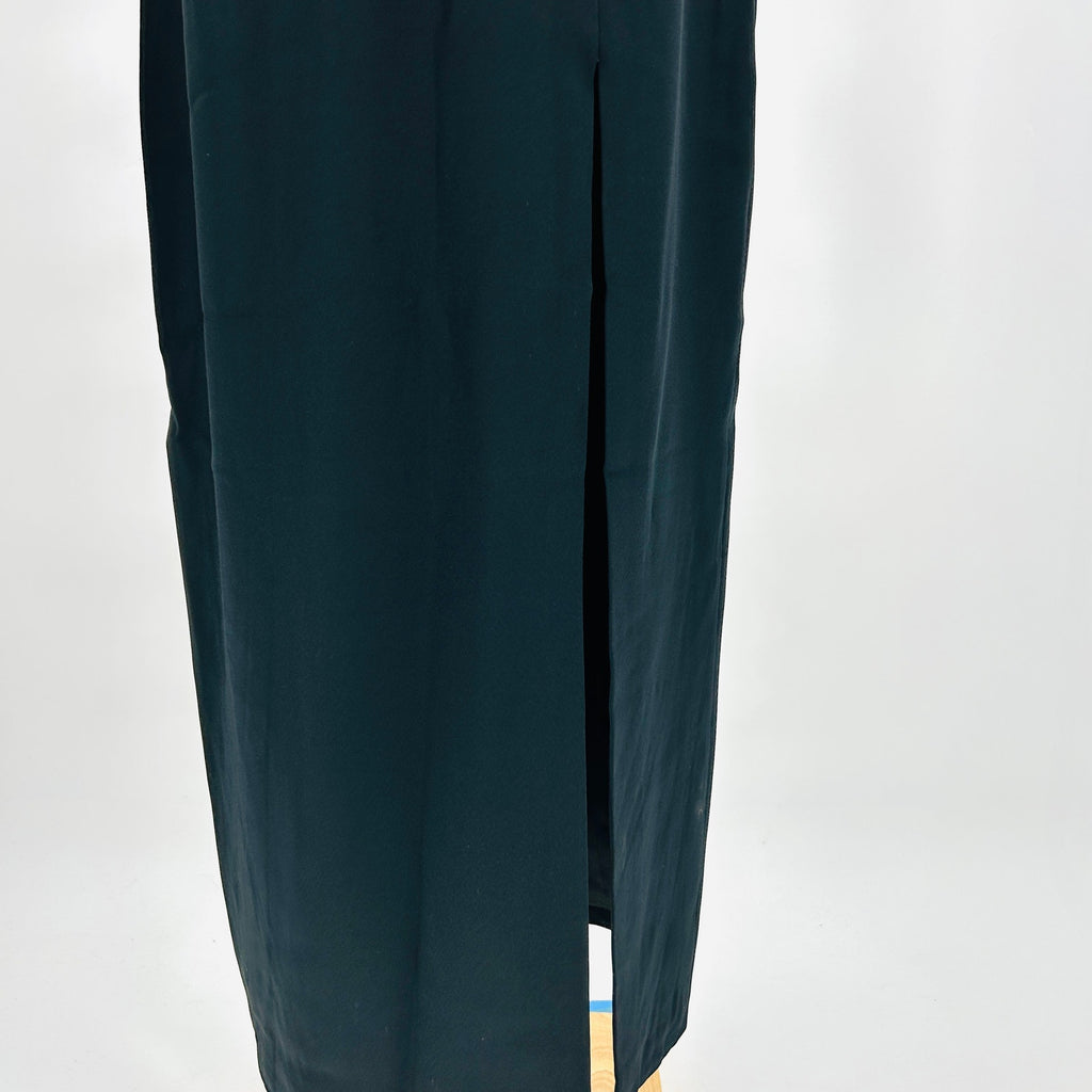 Vintage 80s Blackie Oleg Cassini Black Satin Cummerbund Maxi Skirt