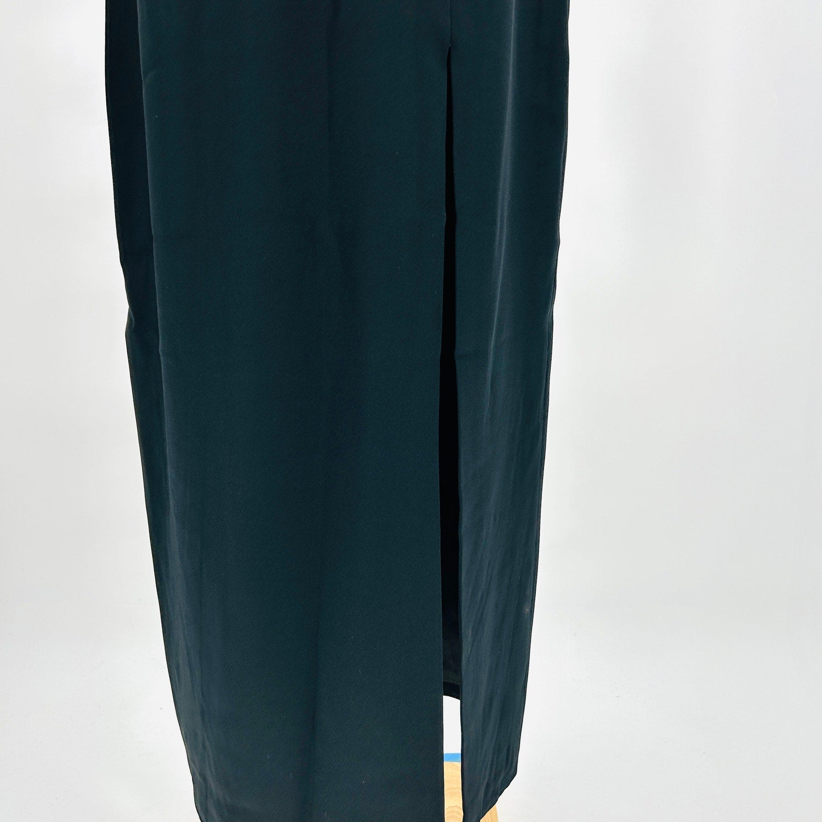 Vintage 80s Blackie Oleg Cassini Black Satin Cummerbund Maxi Skirt