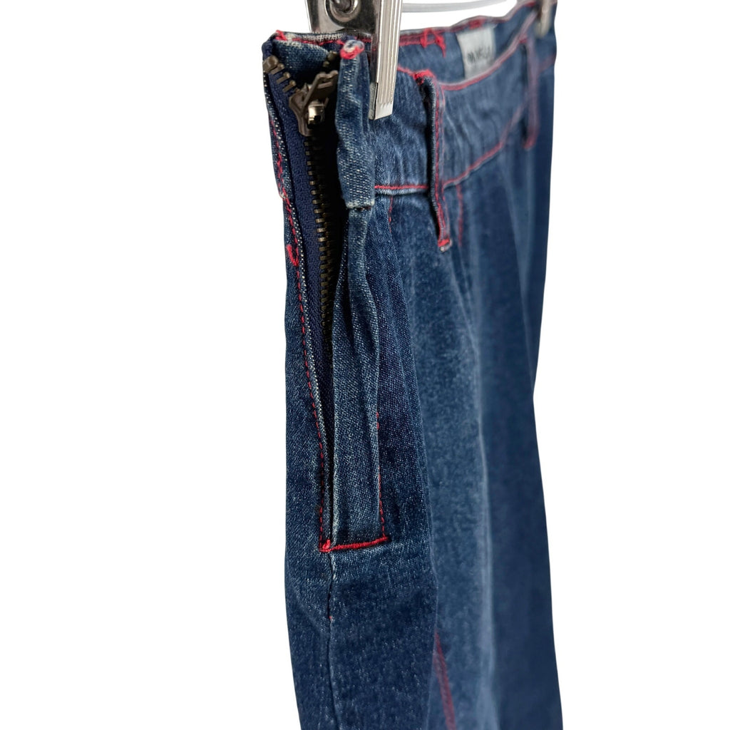 Vintage Y2K Romance Jeans Blue Pleated Slit Denim Mini Skirt